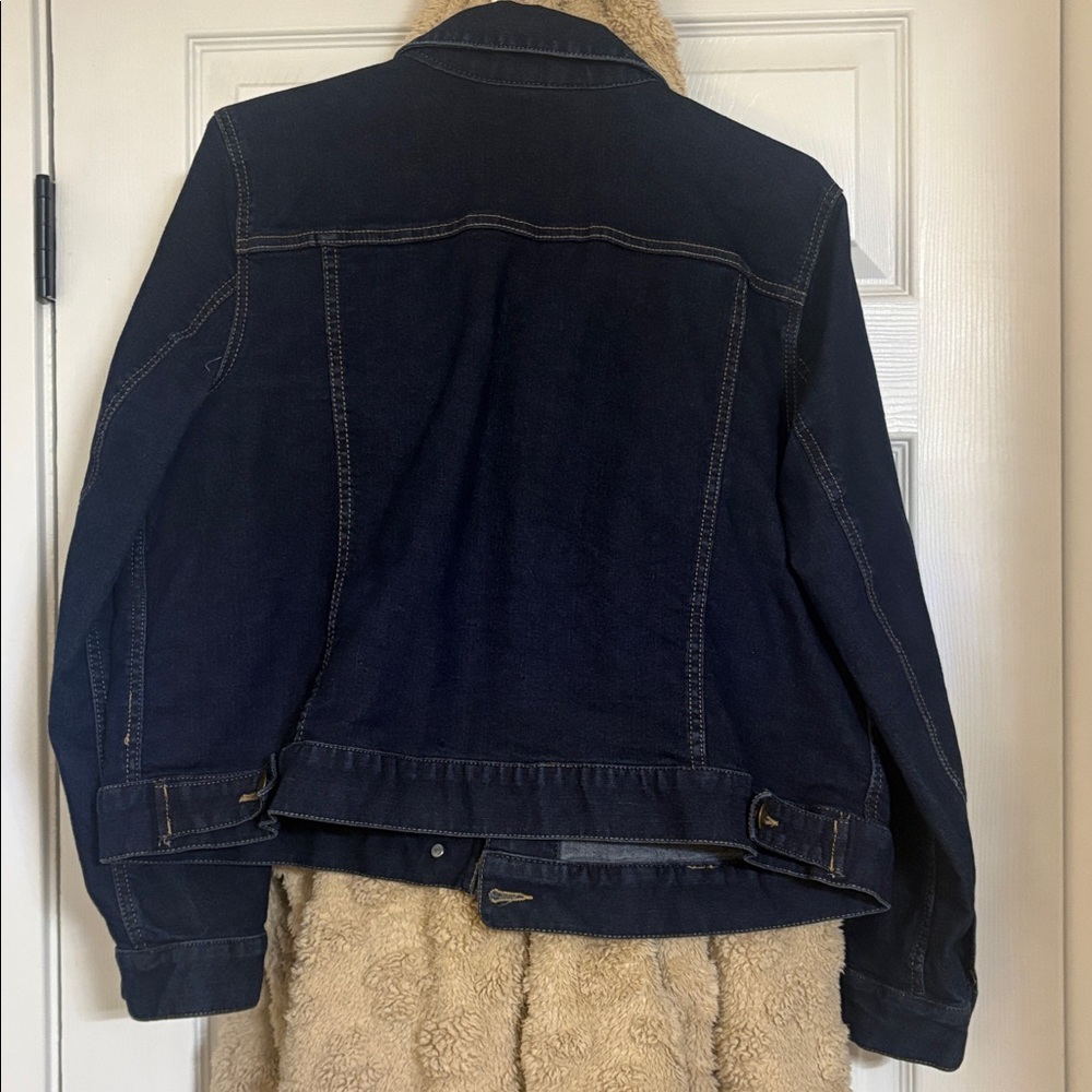Woman Within Dark Blue Jean Jacket - Picture 2 of 4
